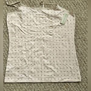 Ann Taylor spaghetti strap tank top nude with black polka dots in a size Large.